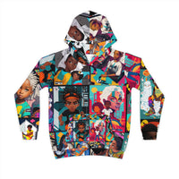Load image into Gallery viewer, Dress your little ones in African heritage pride with the KonectKemet Children's Hoodie AOP. Bold all-over print, soft premium fabric, made on demand. African diaspora kids fashion at konectkemet.com
