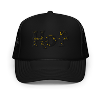 Load image into Gallery viewer, The KonectKemet Foam Trucker Hat combines style and African cultural identity. Bold print design, comfortable fit, made on demand. African diaspora accessories shipped across Canada and worldwide.
