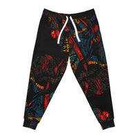 Load image into Gallery viewer, The Pharaoh Joggers by KonectKemet draw inspiration from ancient Egyptian royalty. Bold African-inspired print, comfortable premium fabric, made on demand. African diaspora streetwear at konectkemet.com
