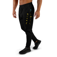 Load image into Gallery viewer, Ankh Joggers — Black and Yellow - African Heritage Clothing - KonectKemet
